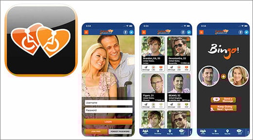 Dating4Disabled dating app logo and app screenshots