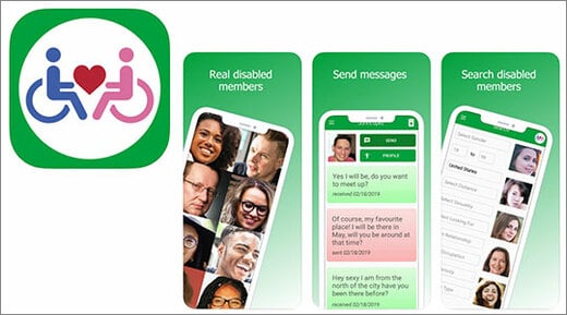 Disability matchmaker dating app logo and dating app screenshots