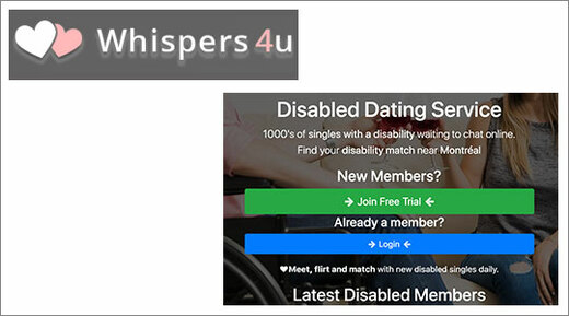 Whispers4U dating app logo and dating website screenshot
