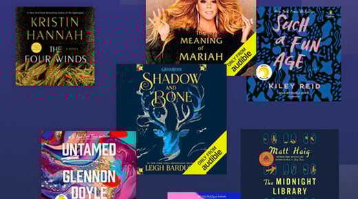 Audible audiobooks promo image of book titles